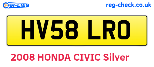 HV58LRO are the vehicle registration plates.