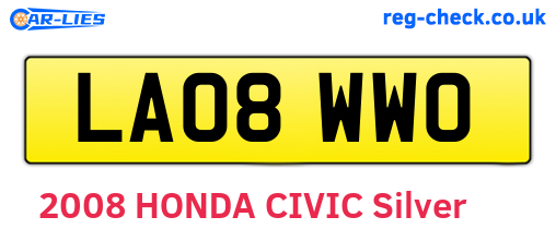 LA08WWO are the vehicle registration plates.
