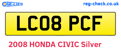 LC08PCF are the vehicle registration plates.