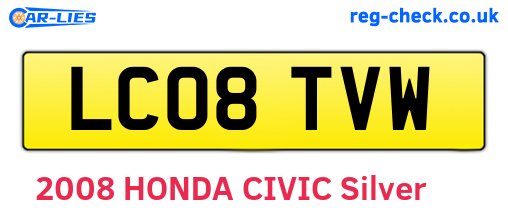 LC08TVW are the vehicle registration plates.