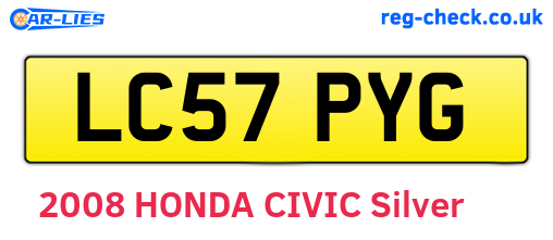 LC57PYG are the vehicle registration plates.