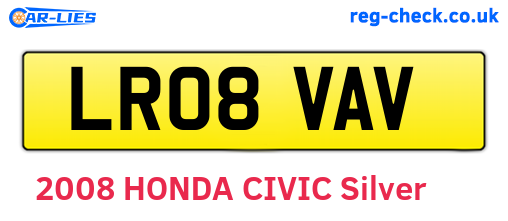 LR08VAV are the vehicle registration plates.