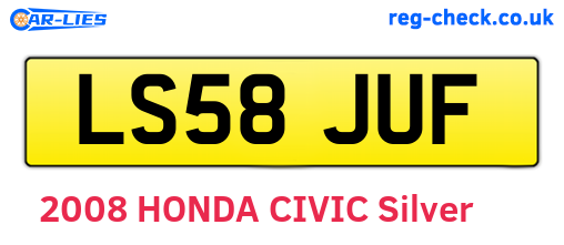 LS58JUF are the vehicle registration plates.