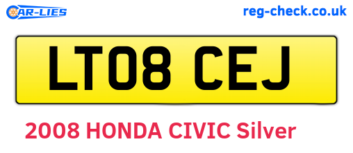 LT08CEJ are the vehicle registration plates.
