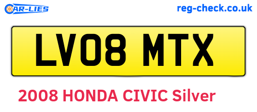 LV08MTX are the vehicle registration plates.