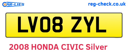 LV08ZYL are the vehicle registration plates.