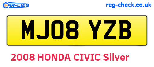 MJ08YZB are the vehicle registration plates.