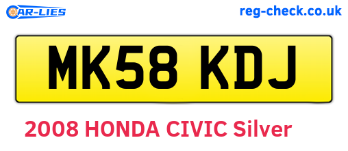 MK58KDJ are the vehicle registration plates.