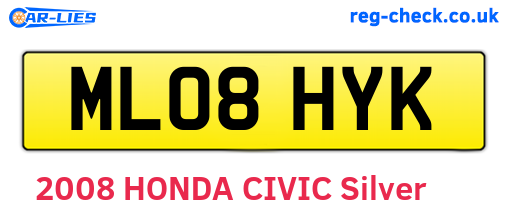 ML08HYK are the vehicle registration plates.
