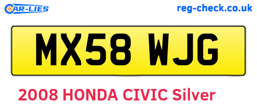 MX58WJG are the vehicle registration plates.