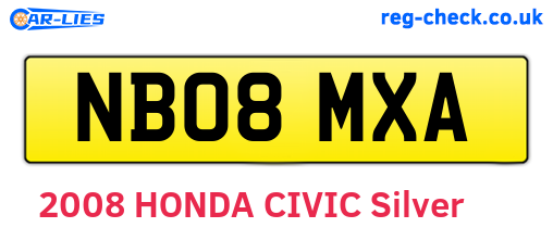 NB08MXA are the vehicle registration plates.