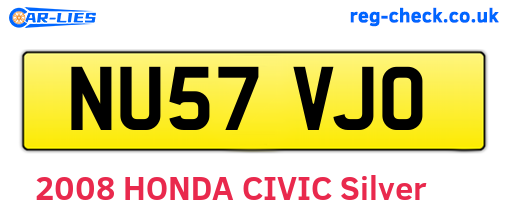 NU57VJO are the vehicle registration plates.