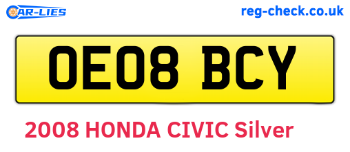 OE08BCY are the vehicle registration plates.
