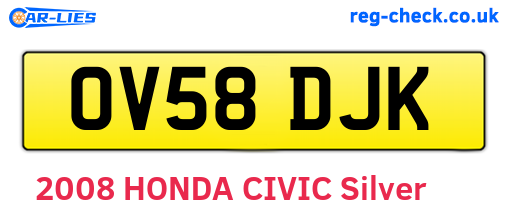OV58DJK are the vehicle registration plates.