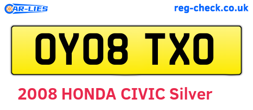 OY08TXO are the vehicle registration plates.