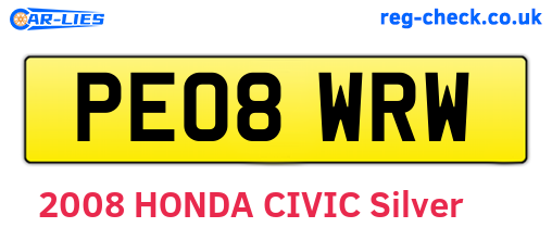 PE08WRW are the vehicle registration plates.
