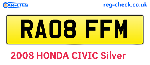 RA08FFM are the vehicle registration plates.