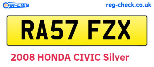RA57FZX are the vehicle registration plates.