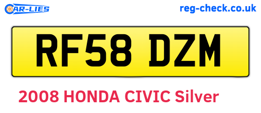 RF58DZM are the vehicle registration plates.
