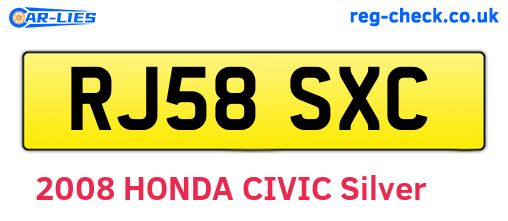 RJ58SXC are the vehicle registration plates.