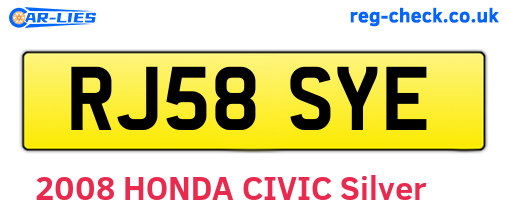 RJ58SYE are the vehicle registration plates.