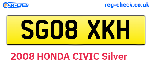 SG08XKH are the vehicle registration plates.