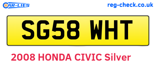 SG58WHT are the vehicle registration plates.