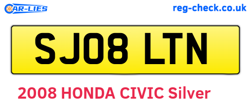 SJ08LTN are the vehicle registration plates.