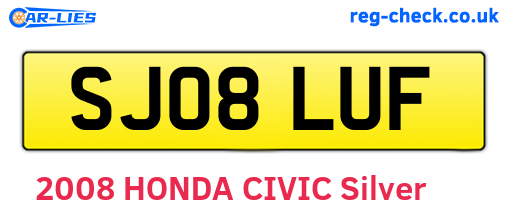 SJ08LUF are the vehicle registration plates.