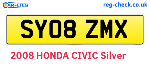 SY08ZMX are the vehicle registration plates.