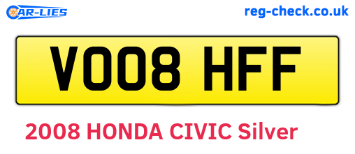 VO08HFF are the vehicle registration plates.