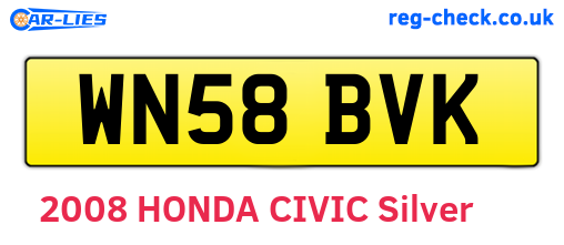 WN58BVK are the vehicle registration plates.