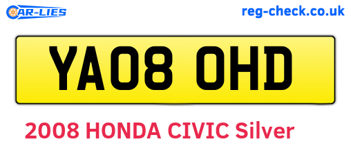 YA08OHD are the vehicle registration plates.