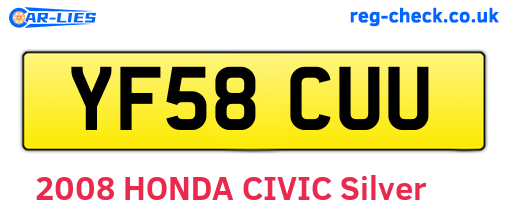 YF58CUU are the vehicle registration plates.