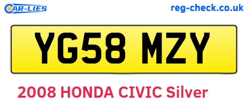 YG58MZY are the vehicle registration plates.