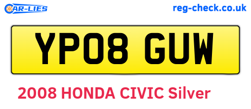 YP08GUW are the vehicle registration plates.