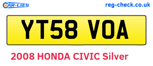 YT58VOA are the vehicle registration plates.