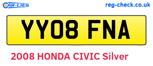 YY08FNA are the vehicle registration plates.