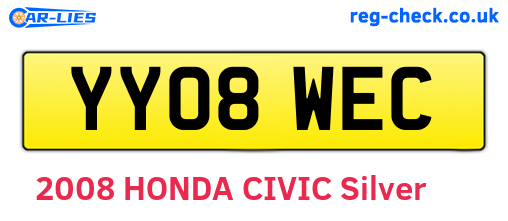 YY08WEC are the vehicle registration plates.