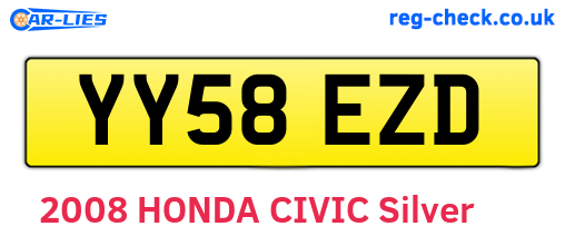 YY58EZD are the vehicle registration plates.