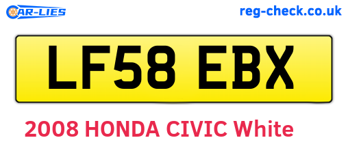 LF58EBX are the vehicle registration plates.
