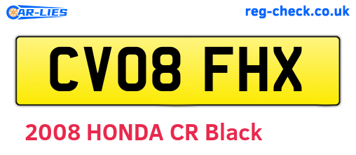 CV08FHX are the vehicle registration plates.