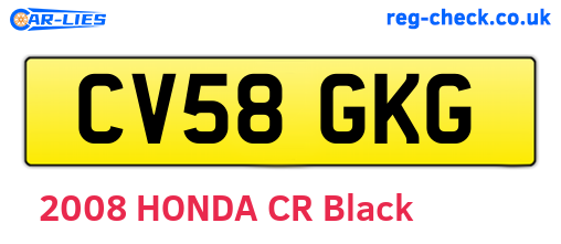CV58GKG are the vehicle registration plates.