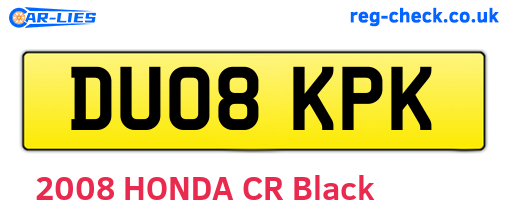 DU08KPK are the vehicle registration plates.