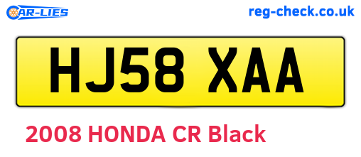 HJ58XAA are the vehicle registration plates.