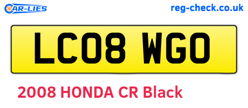 LC08WGO are the vehicle registration plates.