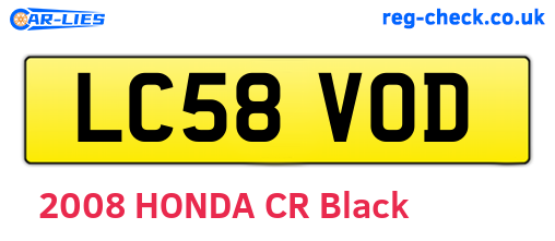 LC58VOD are the vehicle registration plates.