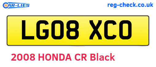 LG08XCO are the vehicle registration plates.