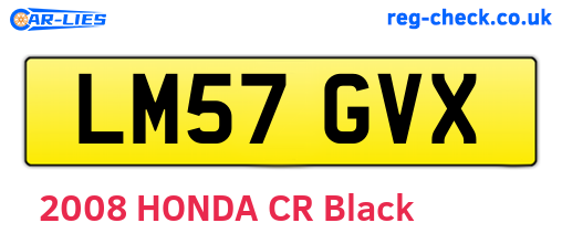 LM57GVX are the vehicle registration plates.