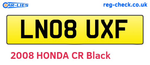 LN08UXF are the vehicle registration plates.